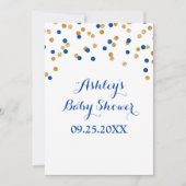 Baby shower Invitation Marine Blue Gold Confetti (Devant)