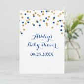 Baby shower Invitation Marine Blue Gold Confetti (Debout devant)