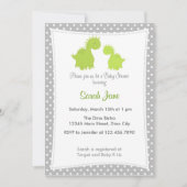 Baby shower Invitation mignonne Dinosaur Gris Vert (Devant)