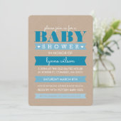 BABY SHOWER INVITATION moderne rustique kraft blan (Debout devant)