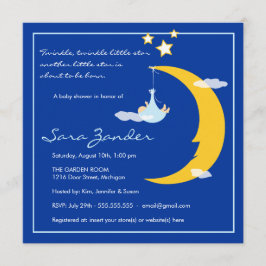 Baby shower Invitation Moon and Stars Kaart