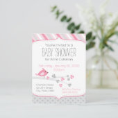 Baby shower Invitation Oiseau sur un thème rose de (Debout devant)