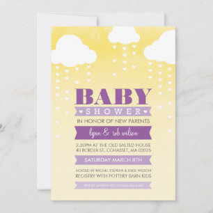 BABY SHOWER INVITATION ombre aquarelle violet jaun