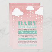 BABY SHOWER INVITATION ombre d'aquarelle menthe co (Devant / Derrière)
