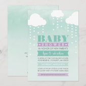 BABY SHOWER INVITATION ombre d'aquarelle menthe vi (Devant / Derrière)