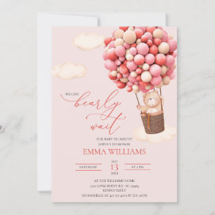 Baby shower Invitation Ours Rose Bearly Attendre!