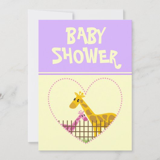 Baby shower Invitation-Paarse Kaart (Voorkant)