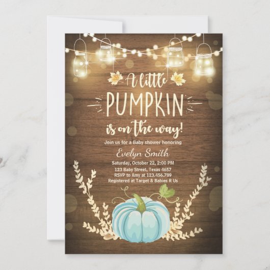 Baby shower invitation Petit Citrouille Automne Ru (Devant)