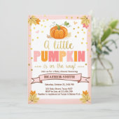 Baby shower invitation Petit Citrouille Rose fille (Debout devant)