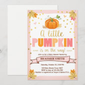 Baby shower invitation Petit Citrouille Rose fille (Devant / Derrière)