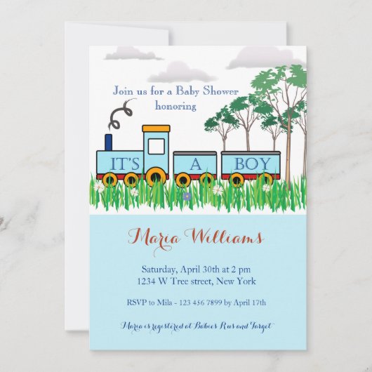 Baby shower invitation - petit train (Devant)