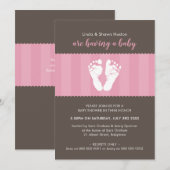 BABY SHOWER INVITATION pieds coeur mignon pieds ro (Devant / Derrière)