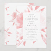 Baby shower Invitation Pink Floral Aquarelle (Devant / Derrière)