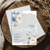 Baby shower invitation pour les pivoines bleues et