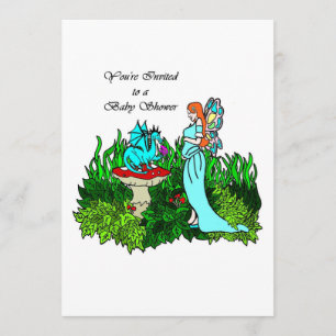 baby shower Invitation Pregnant Faerie and Dragon Kaart