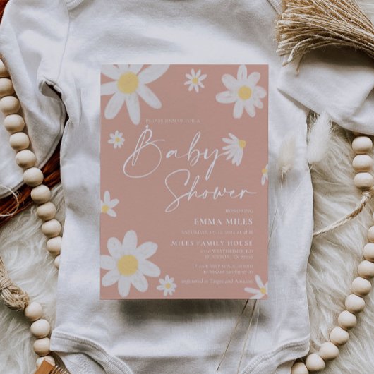 Baby shower Invitation rose pâle