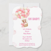 baby shower invitation rose pour les filles (Devant)