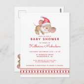 BABY SHOWER | Invitation Souris Joyeux Noël (Devant / Derrière)