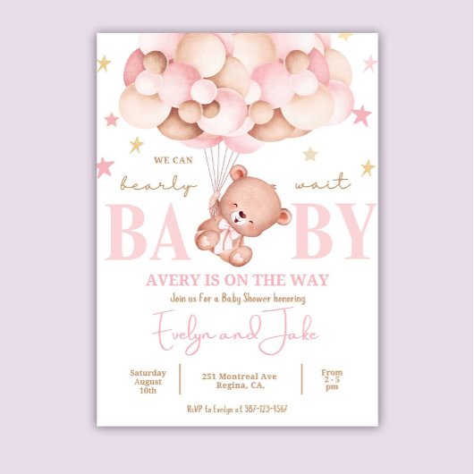 Baby shower Invitation Stars Moderne Boho Teddy Be