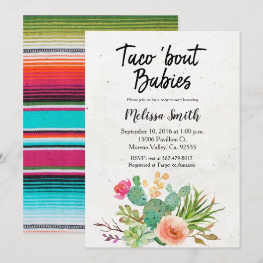 Baby shower Invitation taco sur les bébés (Devant / Derrière)