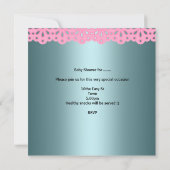 Baby shower Invitation Turquoise Blue Rose Cadeaux (Dos)