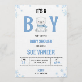 Baby shower invitation with a cute bear  kaart