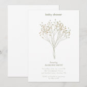 Baby Shower Invitation with Delicate Floral Art (Devant / Derrière)