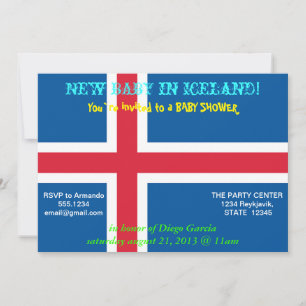 Baby Shower Invitation with Flag of Iceland Kaart