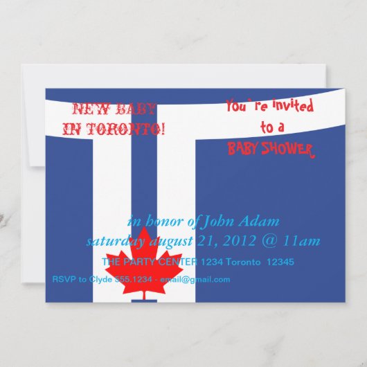 Baby Shower Invitation with Flag of Toronto (Devant)