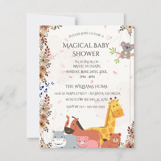 Baby Shower Invitations | Custom Wildflower Card (Devant)