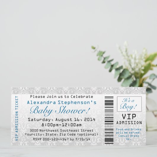 Baby shower Invitations de billets, Garçon (Debout devant)