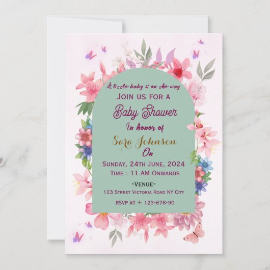 Baby Shower Invitations Kaart (Voorkant)