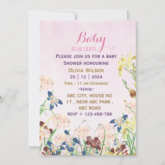 Baby shower invitations kaart (Voorkant)