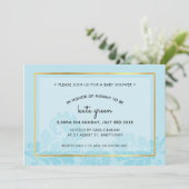 BABY SHOWER INVITATIONS mignon fleuris or bleu pâl (Debout devant)