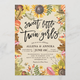 Baby Shower Invitations Sweet Little Twin Girls Kaart