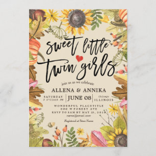 Baby Shower Invitations Sweet Little Twin Girls Kaart
