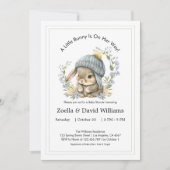 Baby Shower Invitations Watercolor Simple Bunny (Devant)