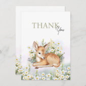 Baby shower invitations with an adorable fawn. (Devant / Derrière)