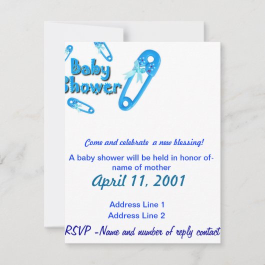 baby shower Invite-Boy Kaart (Voorkant)
