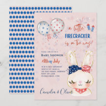 baby shower INVITE Firecracker Bunny