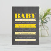 BABY SHOWER INVITE modern krijtbord geel grijs Kaart (Staand voorkant)