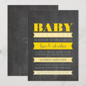 BABY SHOWER INVITE modern krijtbord geel grijs Kaart (Voorkant / Achterkant)