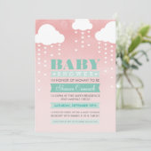 BABY SHOWER INVITE ombre waterverf mint koraal Kaart (Staand voorkant)