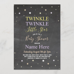 baby shower Invite Twinkle Twinkle Star Chalk Kaart