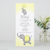 Baby shower jaune mère et bébé éléphant Invitation (Debout devant)