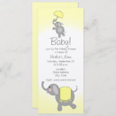 Baby shower jaune mère et bébé éléphant Invitation (Devant / Derrière)