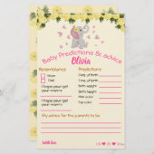 baby shower jeu cartes d'éléphant rose et gris (Devant / Derrière)