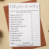 Baby shower Jeu Devis Le prix est une carte exacte