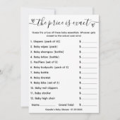 Baby shower Jeu Devis Le prix est une carte exacte (Devant)