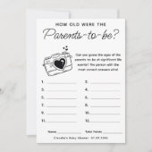 Baby shower Jeu Quel Âge Était La Carte Des Parent (Devant)
